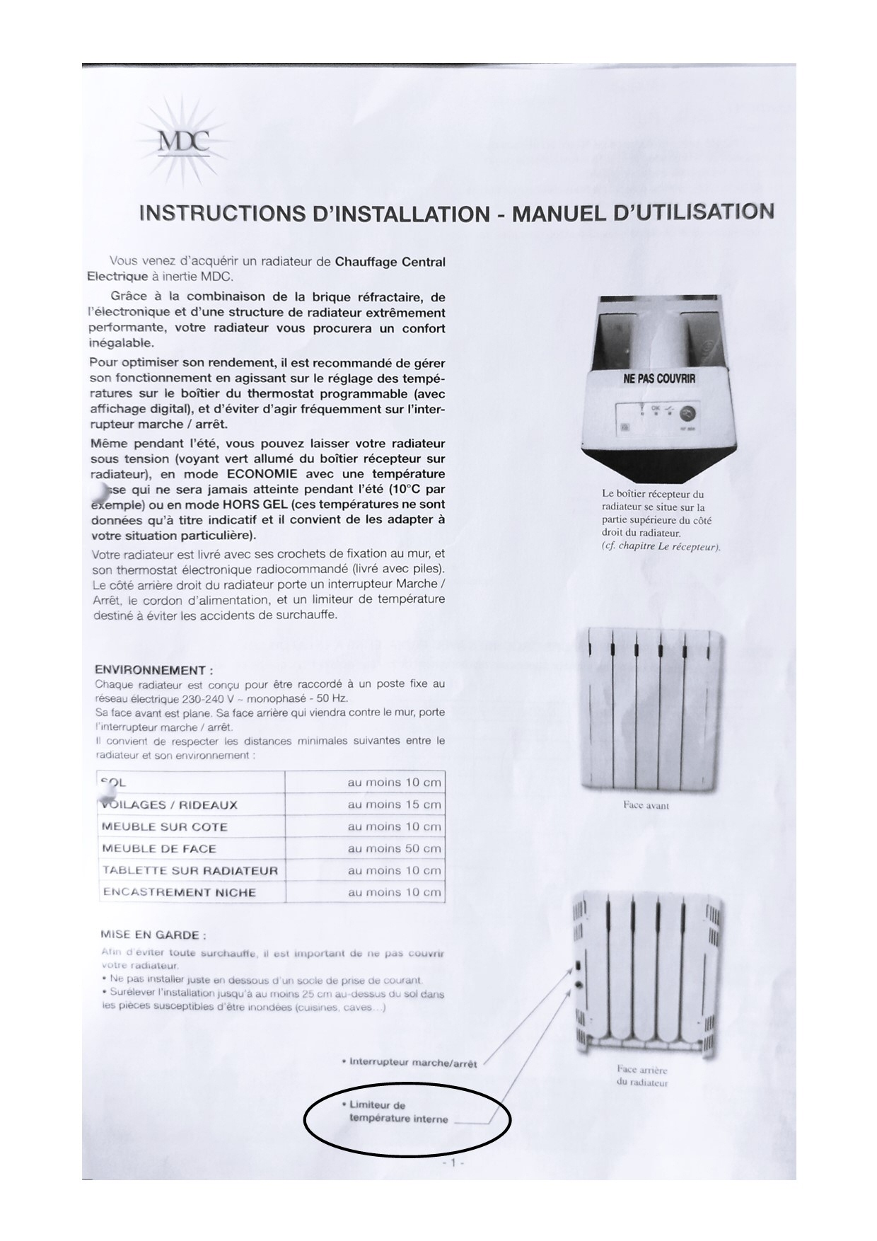 Notice d'installation d'un radiateur MDC